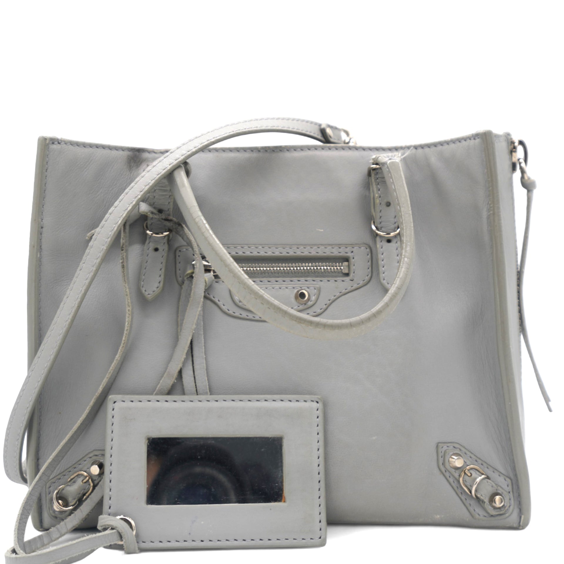 Grey Leather Mini Papier A4 Magnet Tote