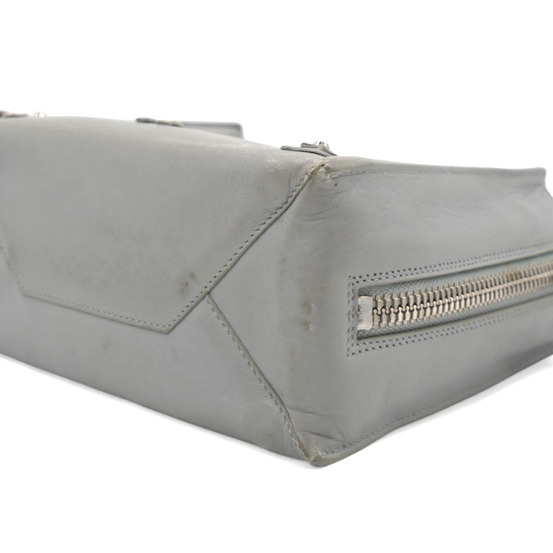 Grey Leather Mini Papier A4 Magnet Tote