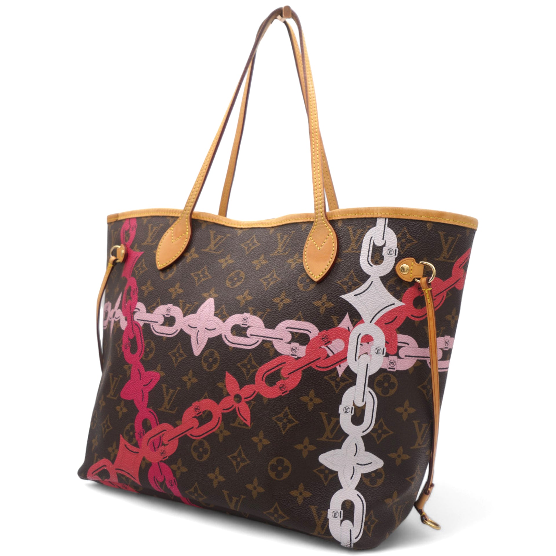 Sac Neverfull MM Edition Flower Chain en toile monogram marron