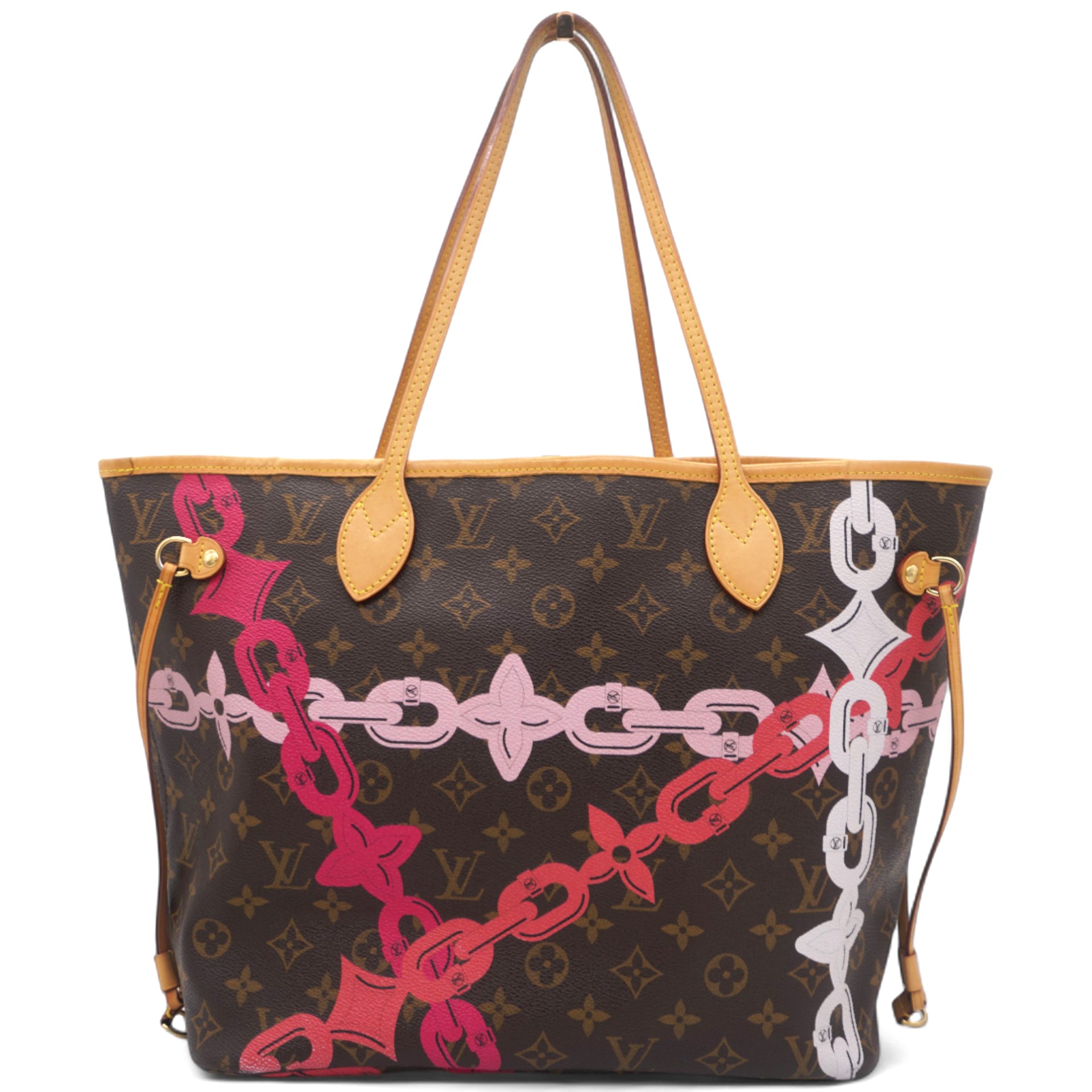 Sac Neverfull MM Edition Flower Chain en toile monogram marron