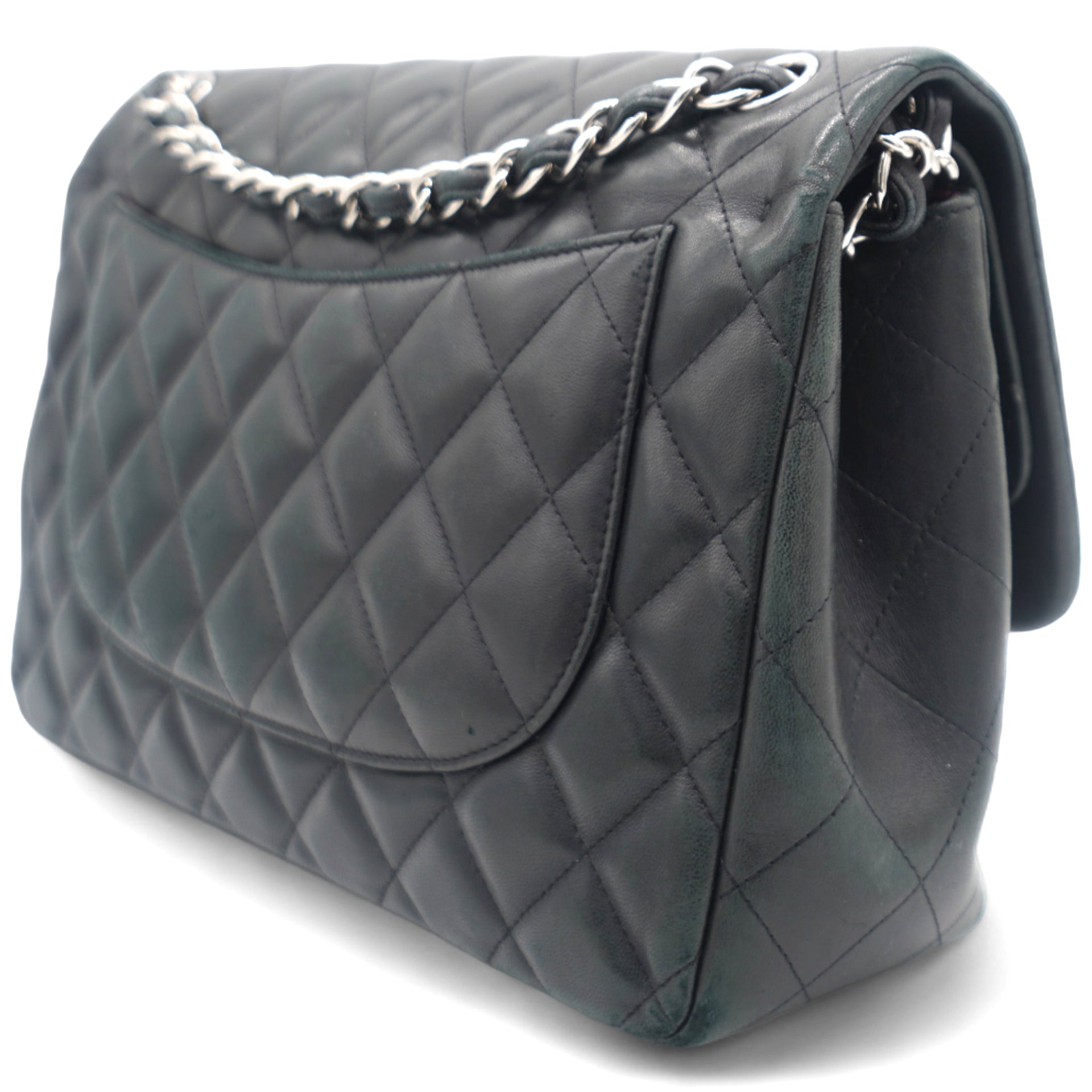 Lambskin Quilted Jumbo Double Flap Black