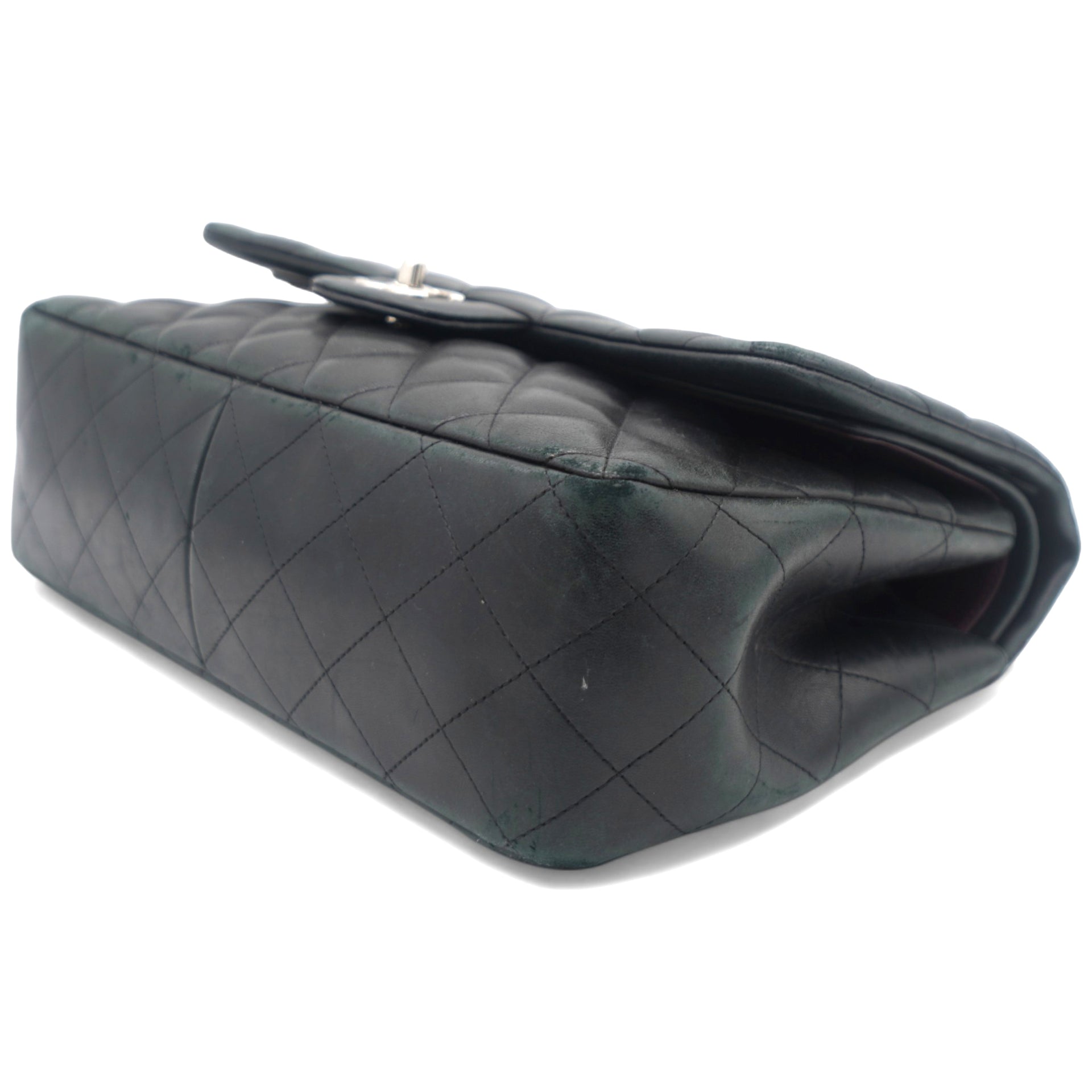 Lambskin Quilted Jumbo Double Flap Black