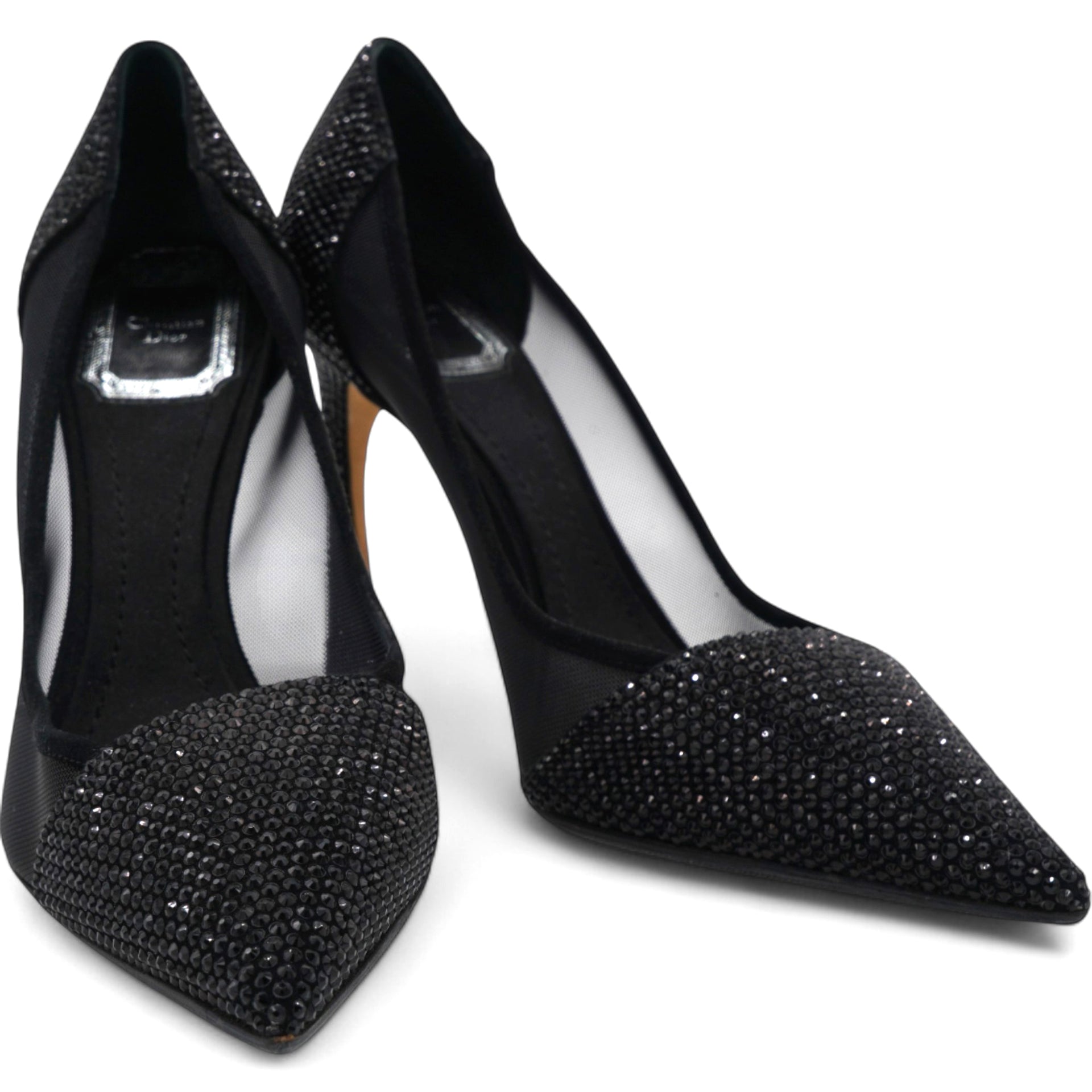 Suede Mesh Songe Pumps Black Size 36.5