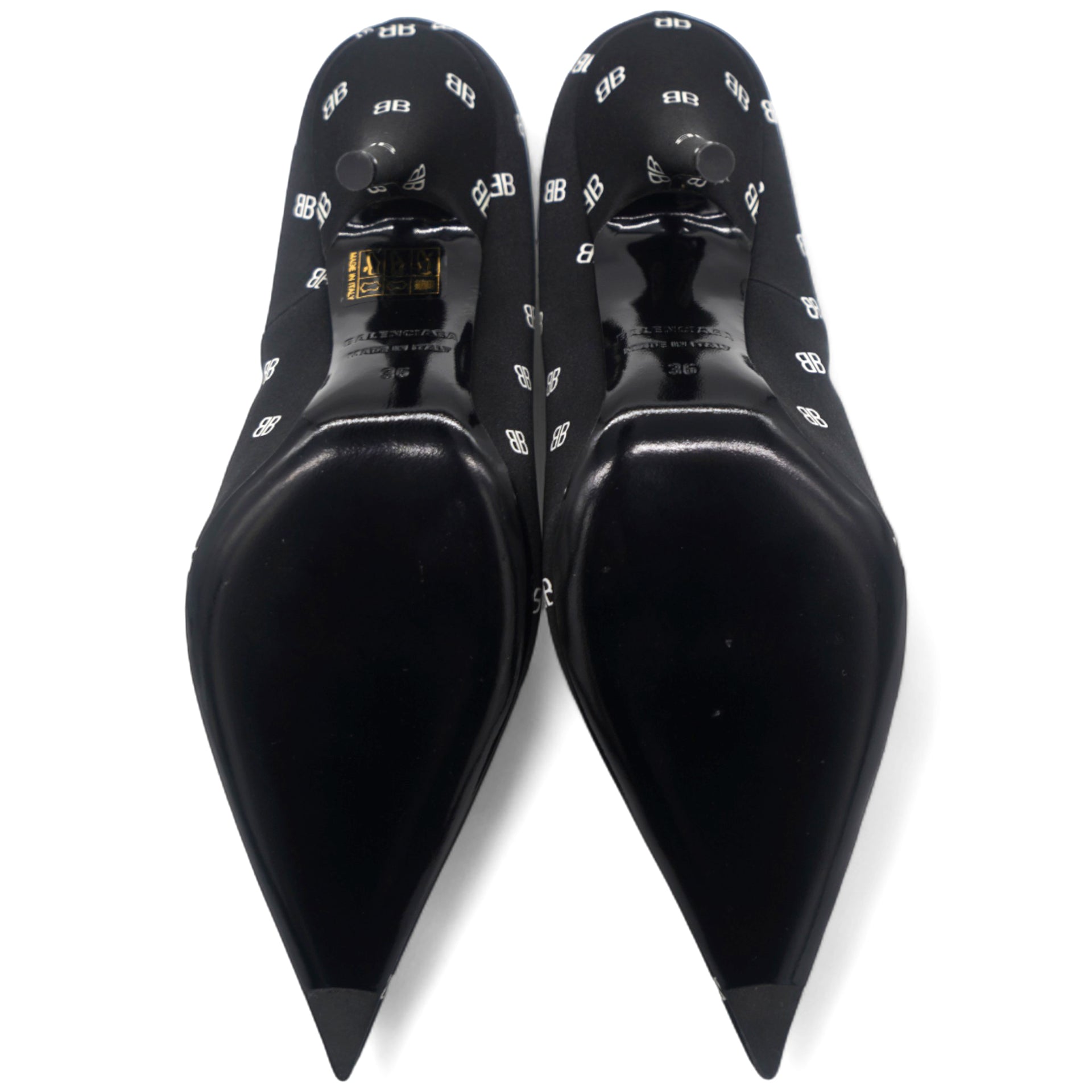 Black Satin BB Knife Heels 36