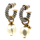 Pearl Gold Tribales Earrings with crystals embellished