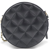 Mini Round Purse Vanity Lambskin Leather Black Bow Knot