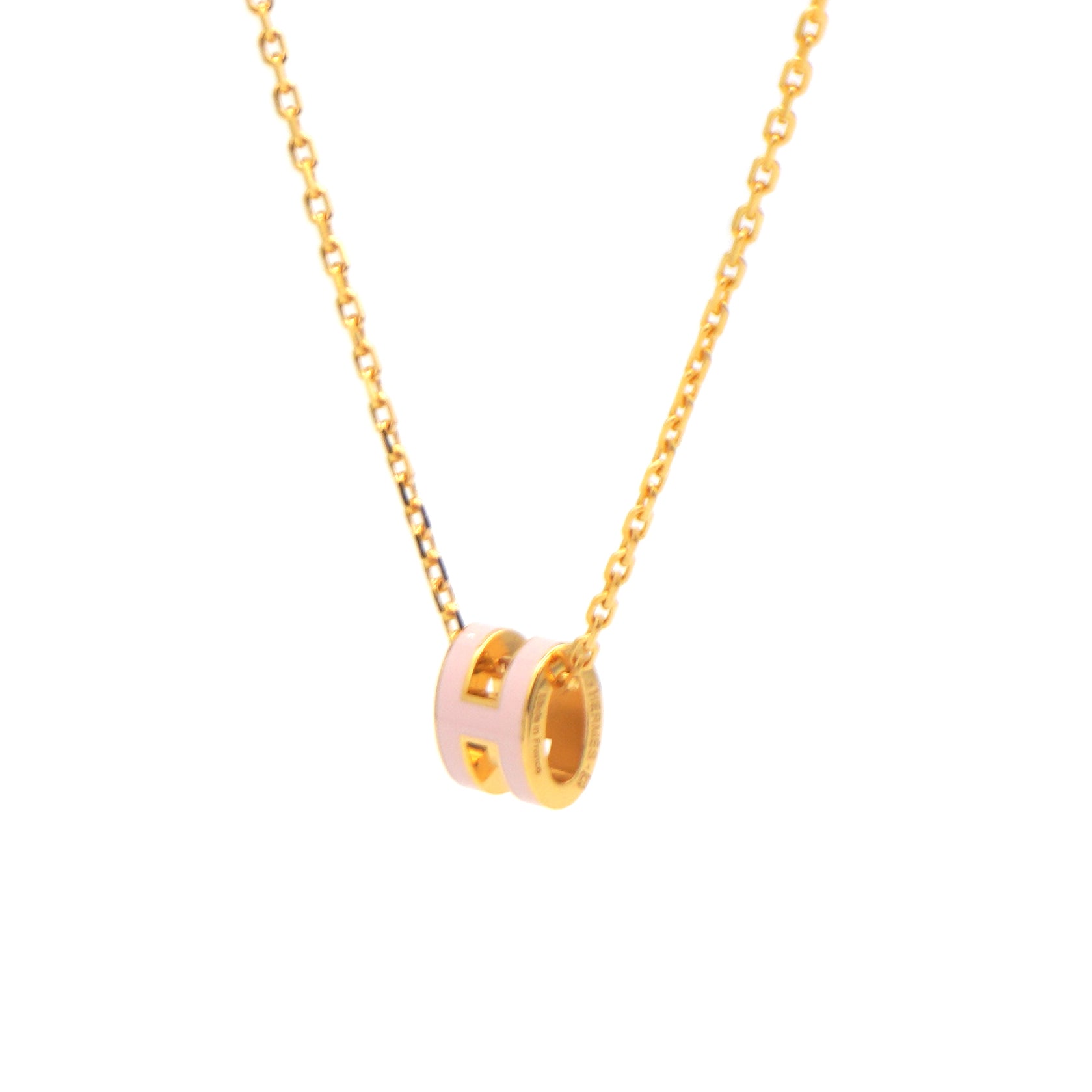 Pop H Mini Pink Lacquer Gold Plated Pendant