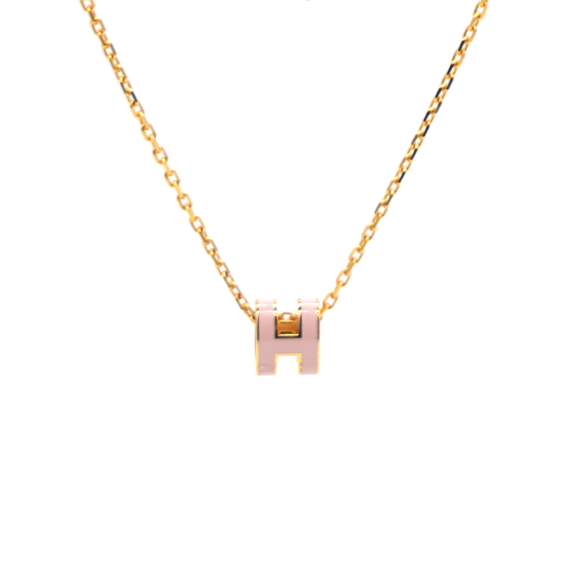 Pop H Mini Pink Lacquer Gold Plated Pendant