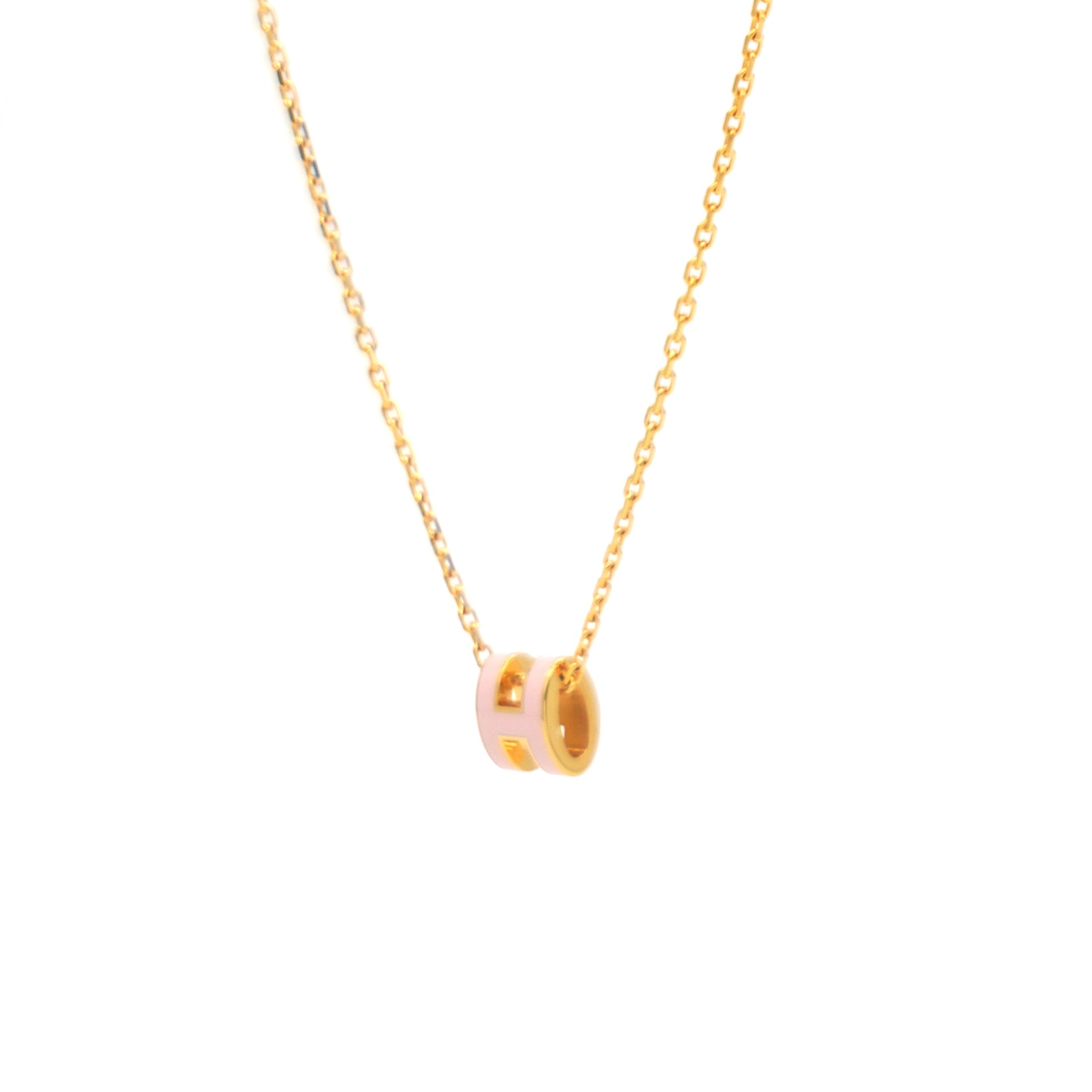 Pop H Mini Pink Lacquer Gold Plated Pendant