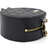 Mini Round Purse Vanity Lambskin Leather Black Bow Knot