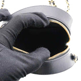 Mini Round Purse Vanity Lambskin Leather Black Bow Knot