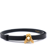 Calfskin Crystal Bee Triple Loop Bracelet Black 75 15mm