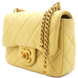 Lambskin Enamel Quilted Pending CC Mini Square Flap Yellow