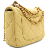 Lambskin Enamel Quilted Pending CC Mini Square Flap Yellow