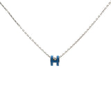 Pop H Mini Lacquer Silver Plated Pendant Blue/Silver