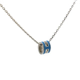 Pop H Mini Lacquer Silver Plated Pendant Blue/Silver