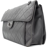 Graphite Grey Quilted Leather Mademoiselle 3 Flap Bag