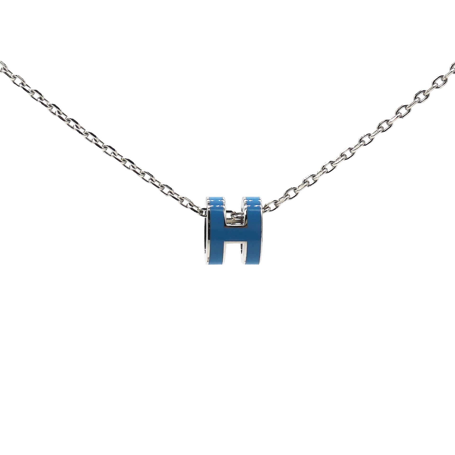 Pop H Mini Lacquer Silver Plated Pendant Blue/Silver