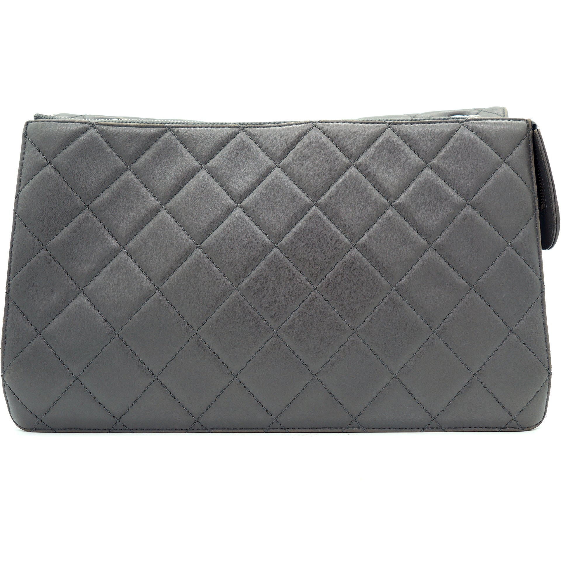 Graphite Grey Quilted Leather Mademoiselle 3 Flap Bag