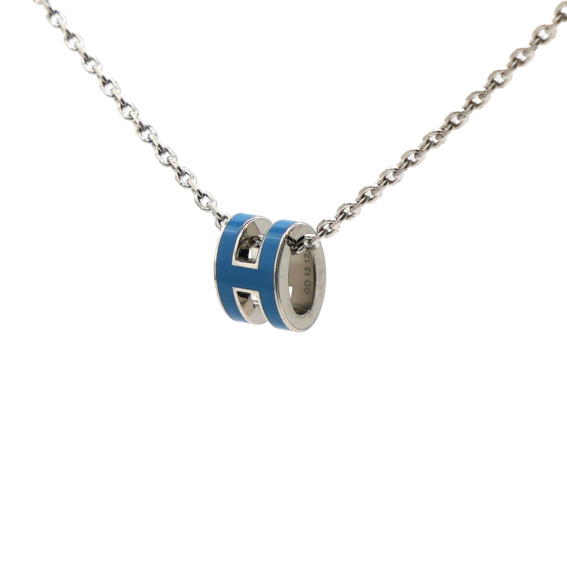 Pop H Mini Lacquer Silver Plated Pendant Blue/Silver