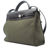 Khaki Canvas and Leather Herbag Zip 31 Bag