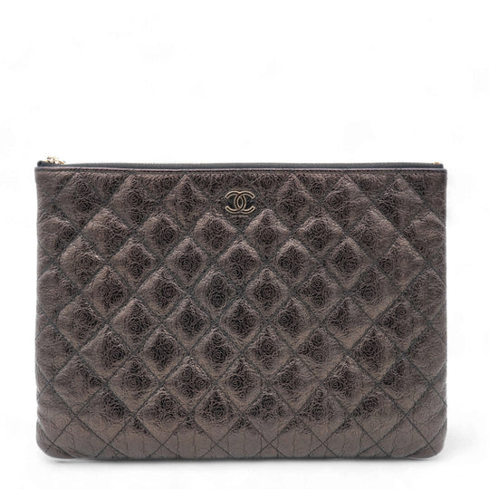 Classic Calfskin Rose-Embossed Clutch