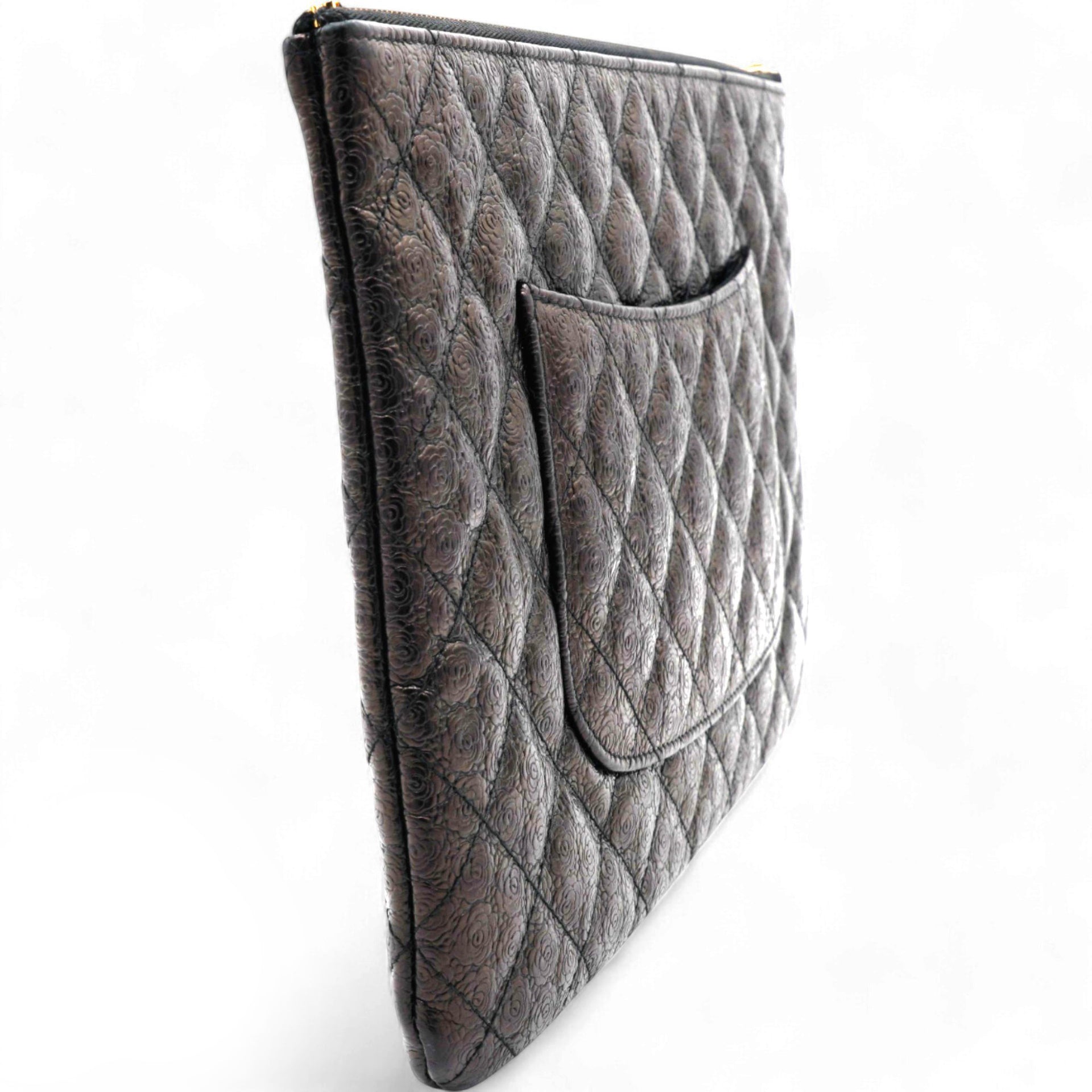 Classic Calfskin Rose-Embossed Clutch