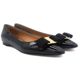 Varina Ballet Flats Womens Blac Patent Leather Bow Size 36.5