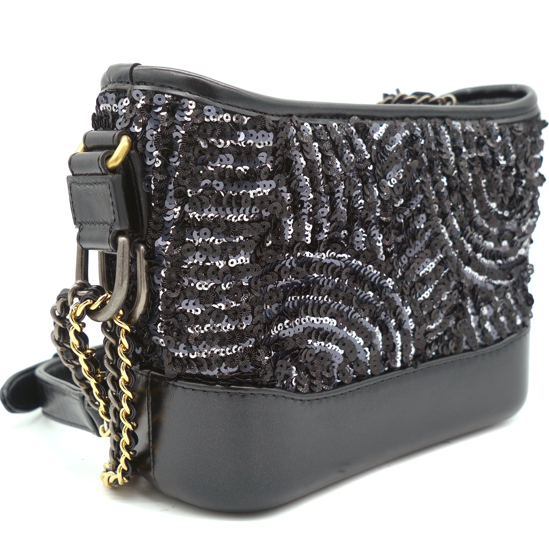 Sequins Calfskin Small Gabrielle Hobo Black