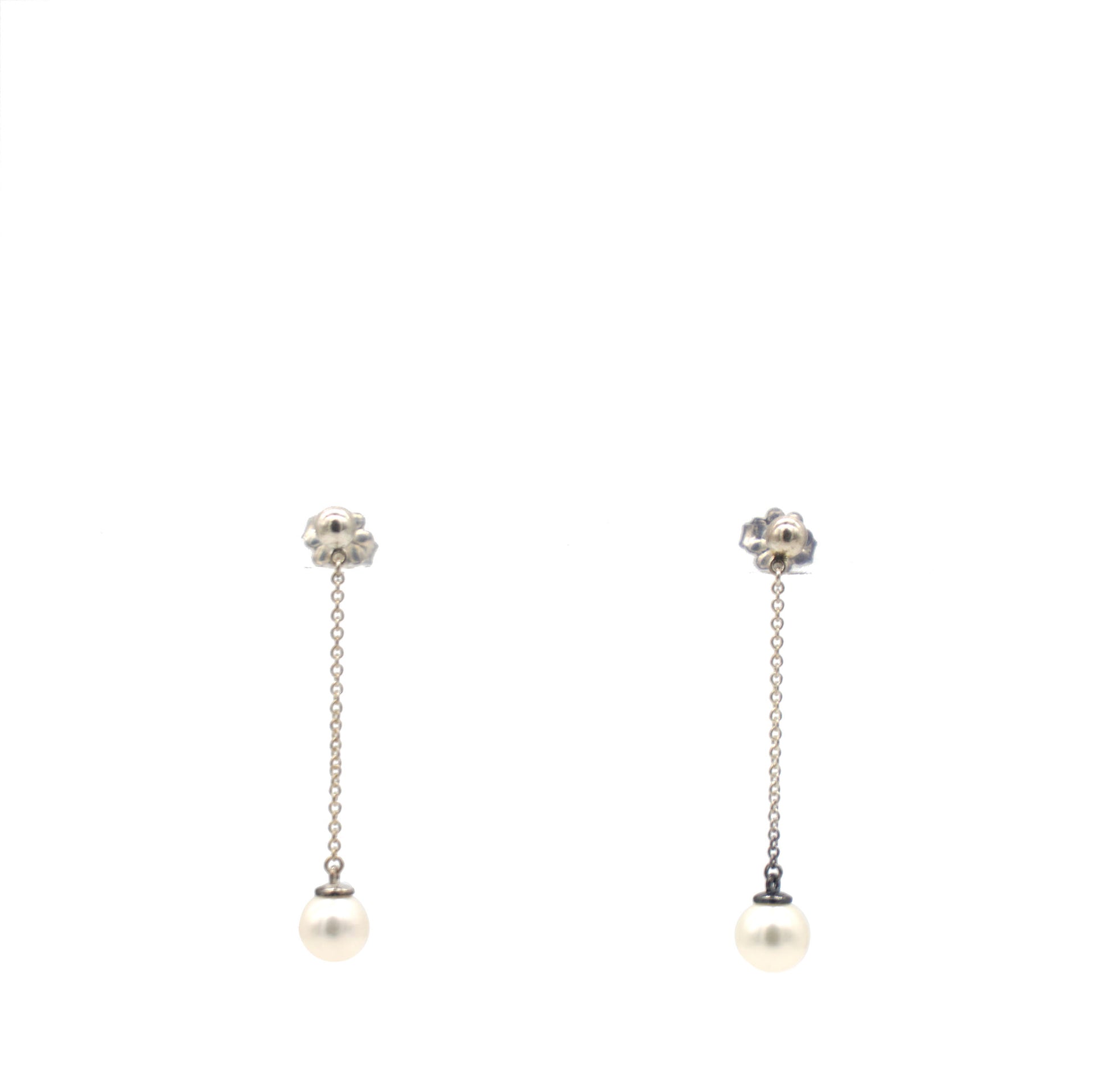 Ziegfeld Collection Cultured Pearl Silver Drop Earrings