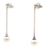 Ziegfeld Collection Cultured Pearl Silver Drop Earrings