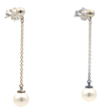 Ziegfeld Collection Cultured Pearl Silver Drop Earrings