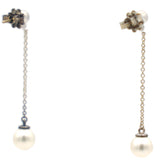 Ziegfeld Collection Cultured Pearl Silver Drop Earrings