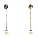 Ziegfeld Collection Cultured Pearl Silver Drop Earrings