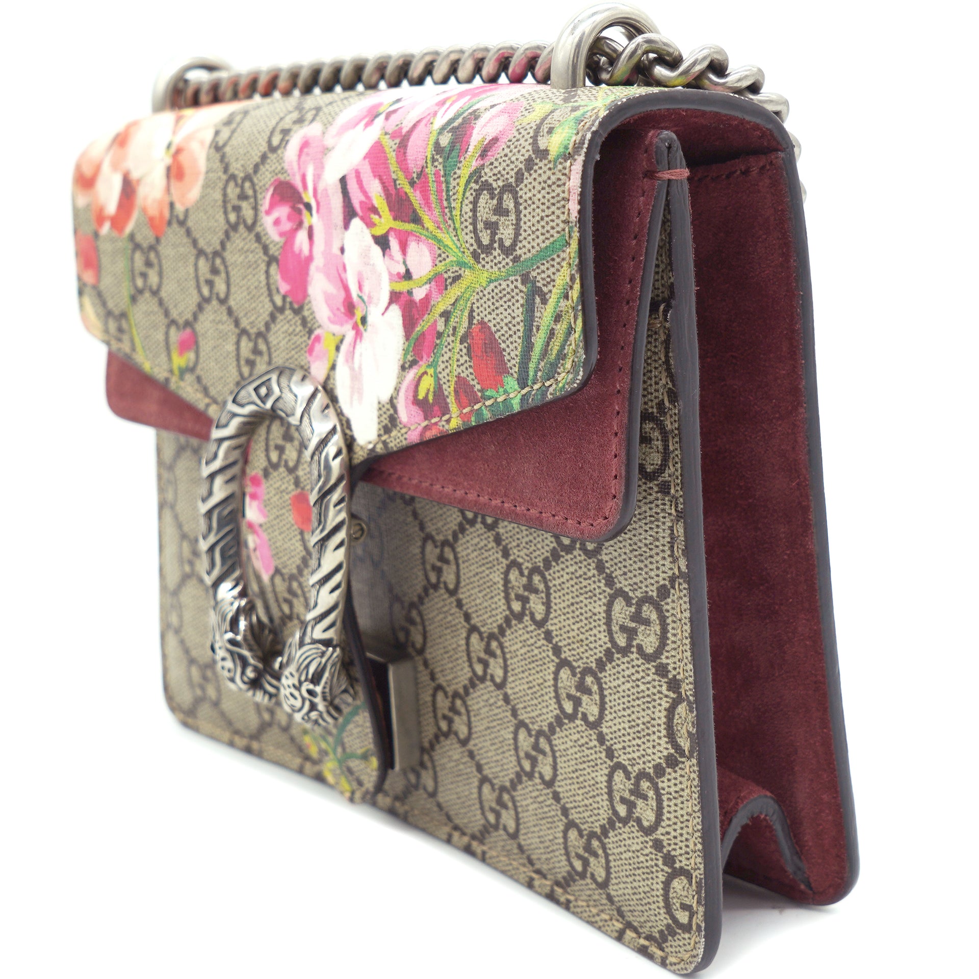 Gucci Dionysus Shoulder Bag GG Supreme Blooms Small Antique Rose/Green/Brown  in Canvas with Aged Silver-tone - US