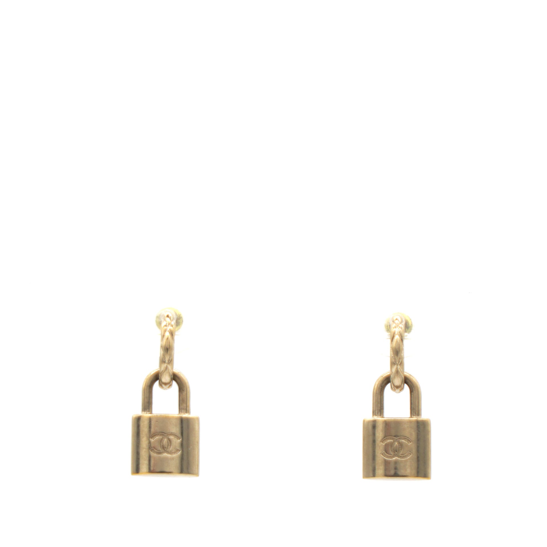 Lock Drop Earrings Light Gold