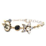 Gold Pearl & Crystal CC Flower Charm Bracelet