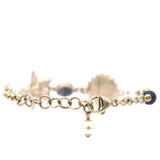 Gold Pearl & Crystal CC Flower Charm Bracelet