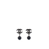 Ruthenium Bead CC Drop Earrings Black