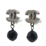 Ruthenium Bead CC Drop Earrings Black