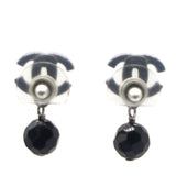 Ruthenium Bead CC Drop Earrings Black