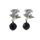 Ruthenium Bead CC Drop Earrings Black