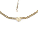 Metal Chain Link CC Medallion Choker Necklace Gold