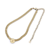 Metal Chain Link CC Medallion Choker Necklace Gold