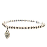 Heart Tag Enamel Silver Beads Bracelet