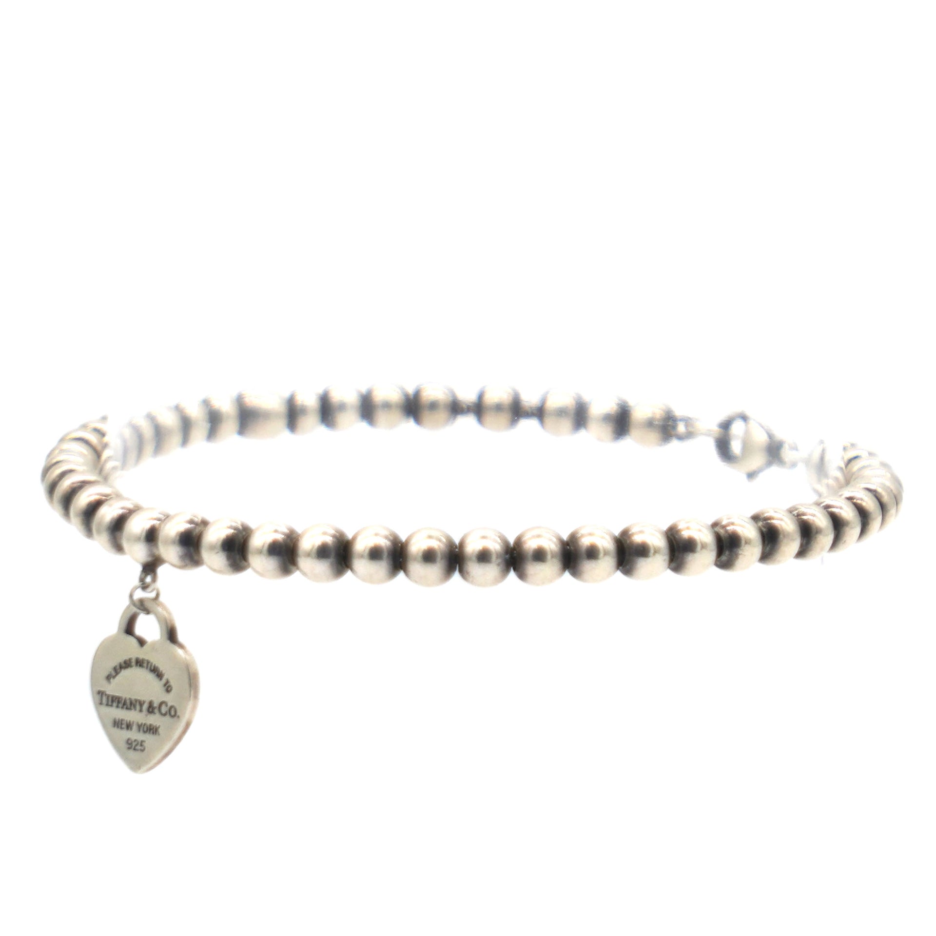 Heart Tag Enamel Silver Beads Bracelet