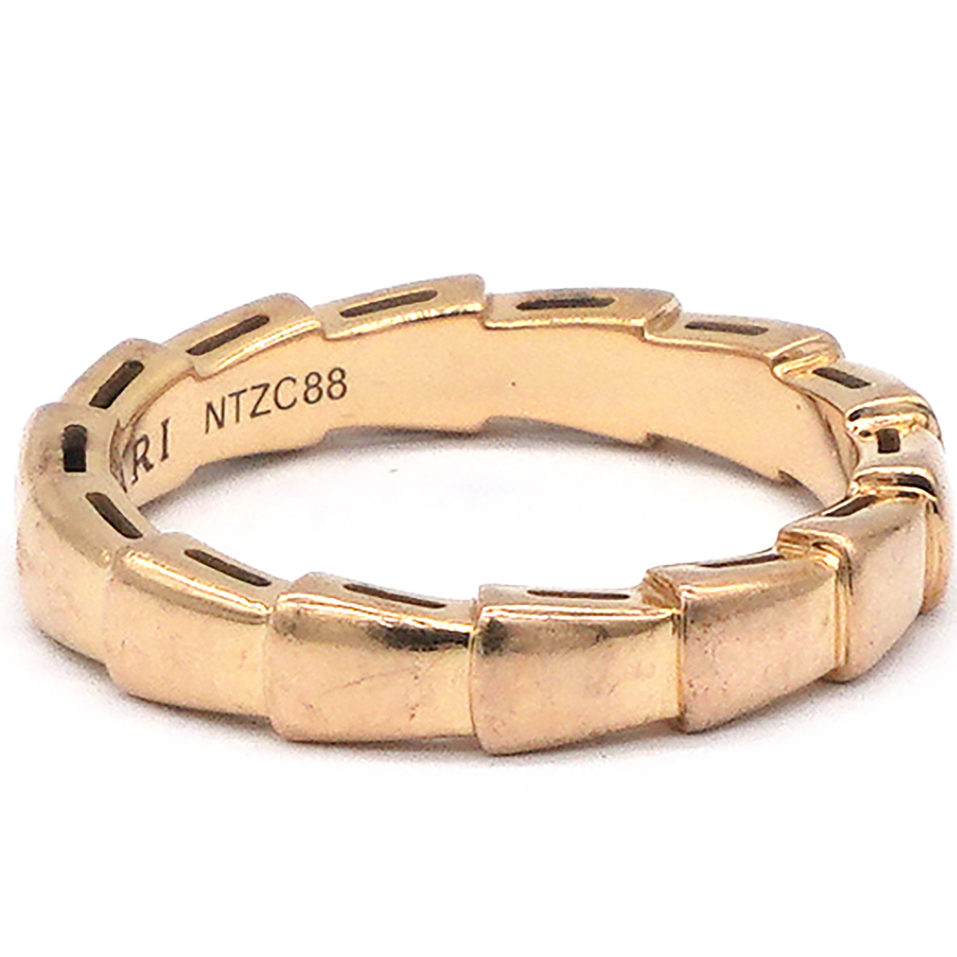 Serpenti Viper 18k Rose Gold Ring Size 52