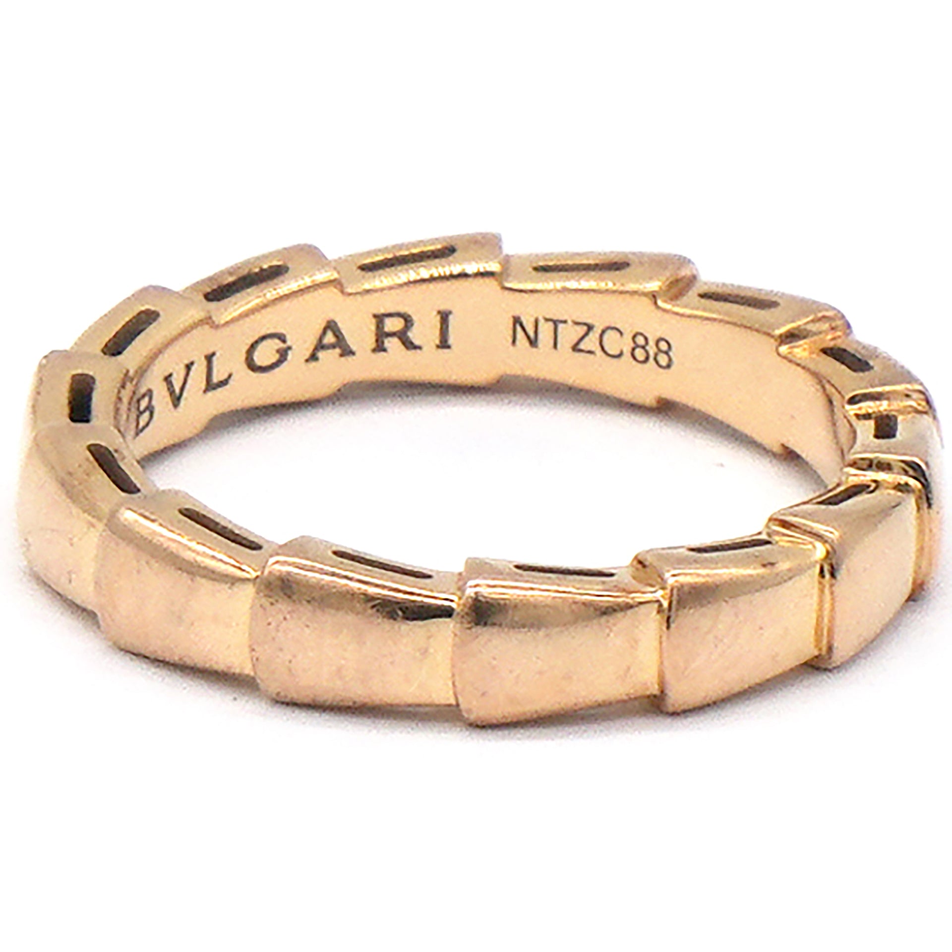 Serpenti Viper 18k Rose Gold Ring Size 52