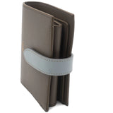 Small strap wallet in bicolour grained calfskin