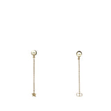 Dior Pearl La Petite Tribale Dangle Chain Earrings Gold